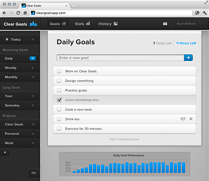 Screenshot of Daily Recurring Goals