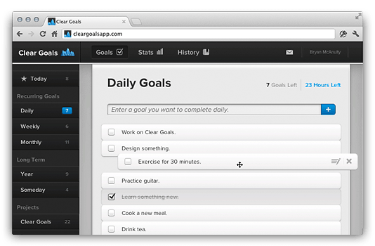 Clear Goals Todo List View